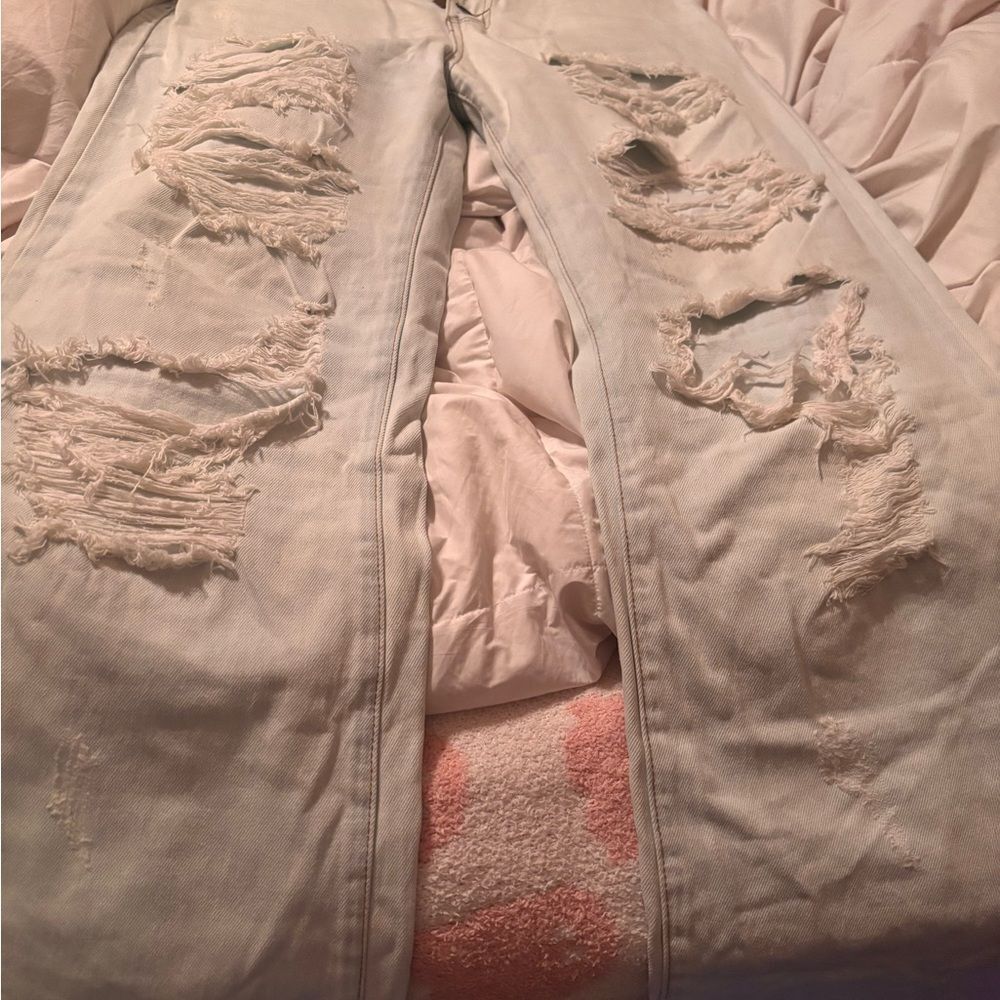 Vibrant Distressed Light Blue Jeans